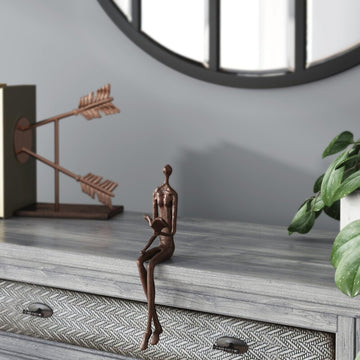 Barslea Bronze Woman Reading Over Ledge Metal Figurine